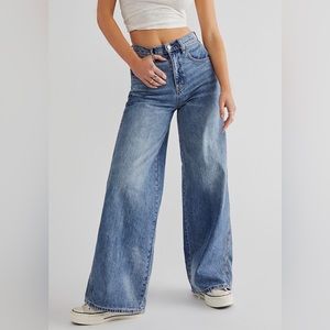 **FREE PEOPLE** Wide Leg Denim Jeans